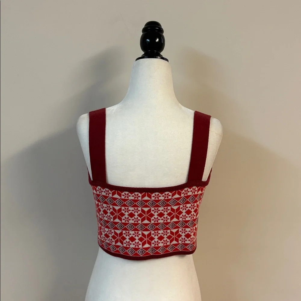Intimately by Free people Red geometric Patterned Women's knit crop top size XL - Picture 2 of 5